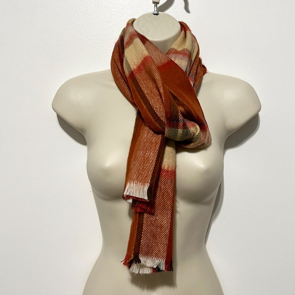 Abraham & Strauss VTG Brushed Wool Blend Scarf Plaid Preppy Academia Old Money - Picture 3 of 10
